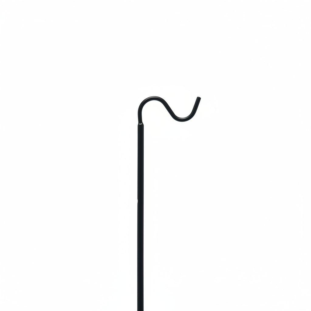 Clothes hanger catcher with natural wood handle, black, 130 cm