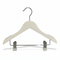 Solid, flat wooden hanger, junior, with clamp, white, 32 cm. Pack of 10 pcs. Unit price