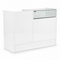 Slimline Disk, combination module, with glass top, incl. 1 pull-out tray, small drawer and 2 compartments each with 1 shelf, white, H96 x W120 x D46 cm
