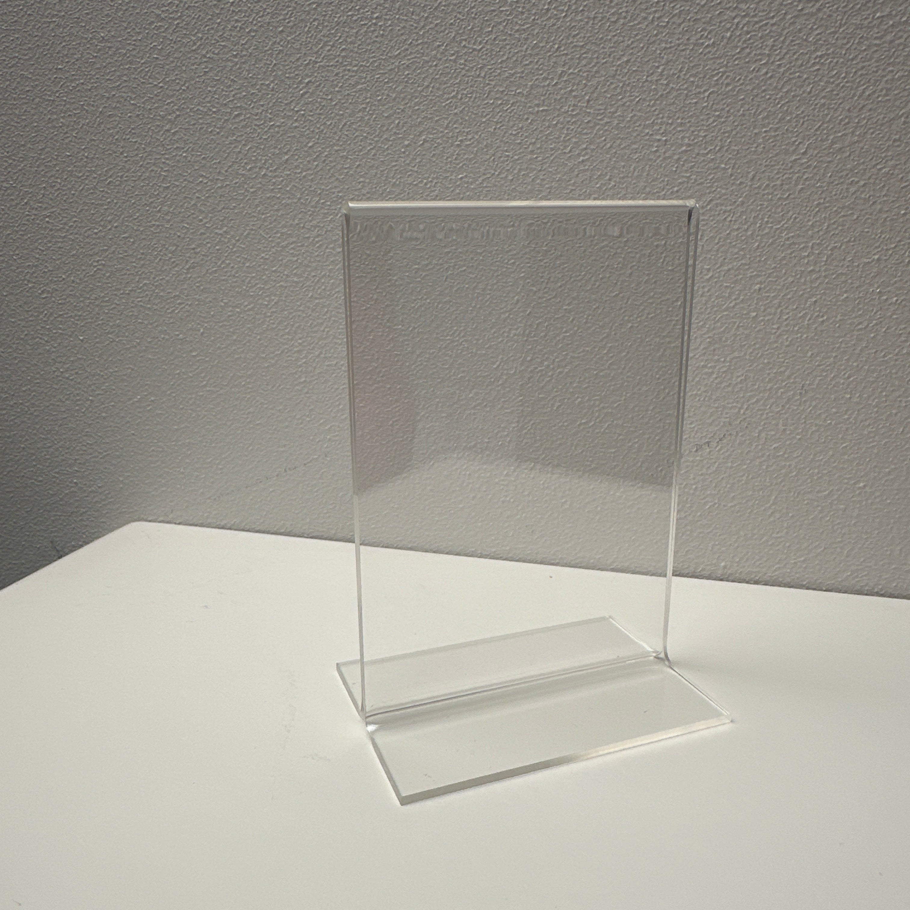Sign holder, A7 portrait, straight for tabletop, acrylic