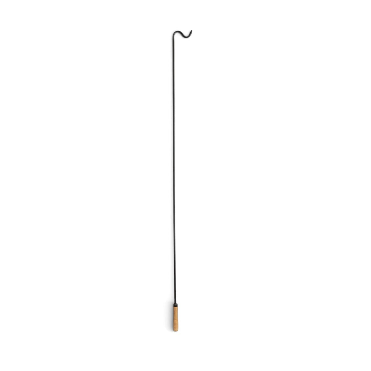 Clothes hanger catcher with natural wood handle, black, 130 cm