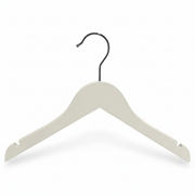 Træbøjle, solid, flat, junior, with notch and without bar, white, 32 cm. Pack of 10 pcs. Unit price