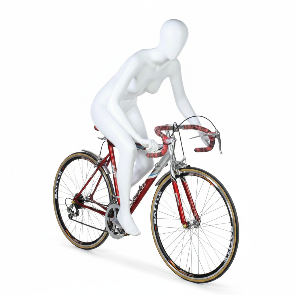 Sports female mannequin, cyclist - white
