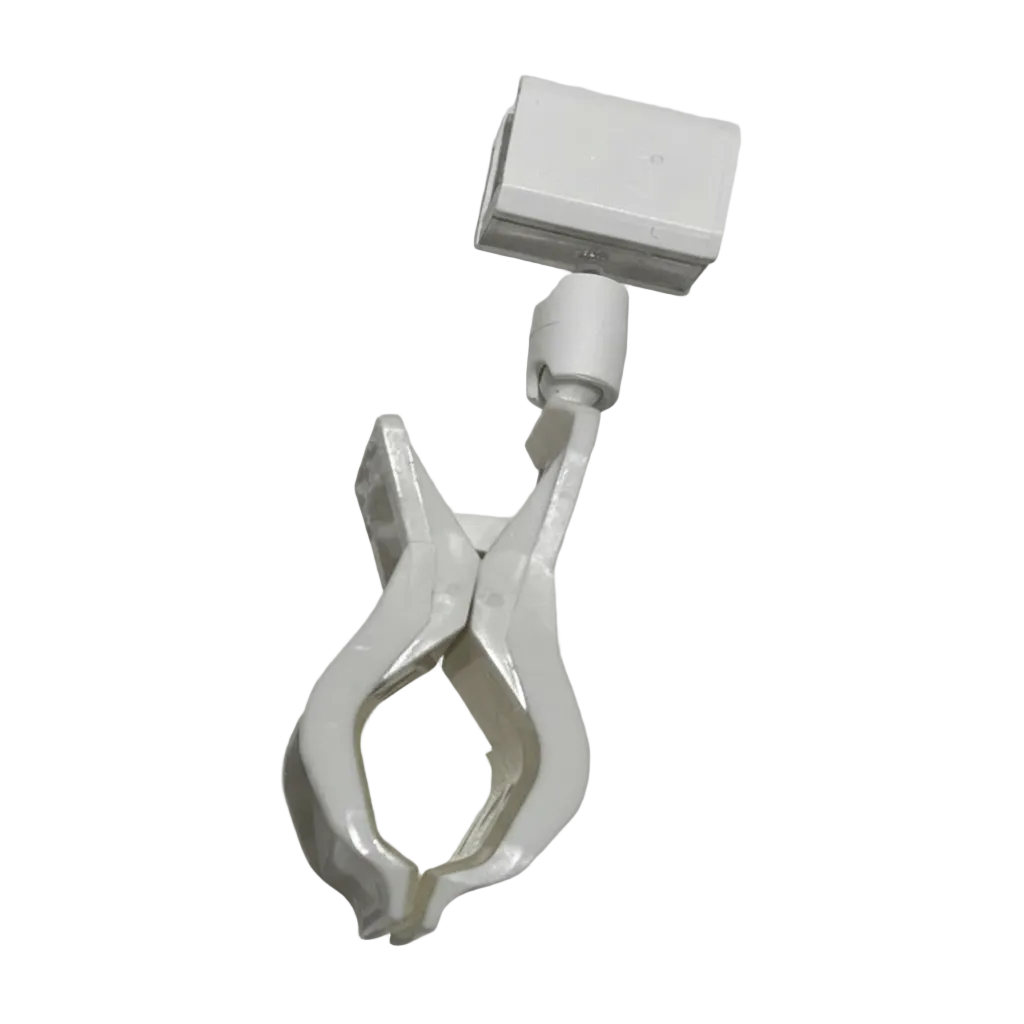 Clear Grip skilteholder med clips til plastramme i hvid