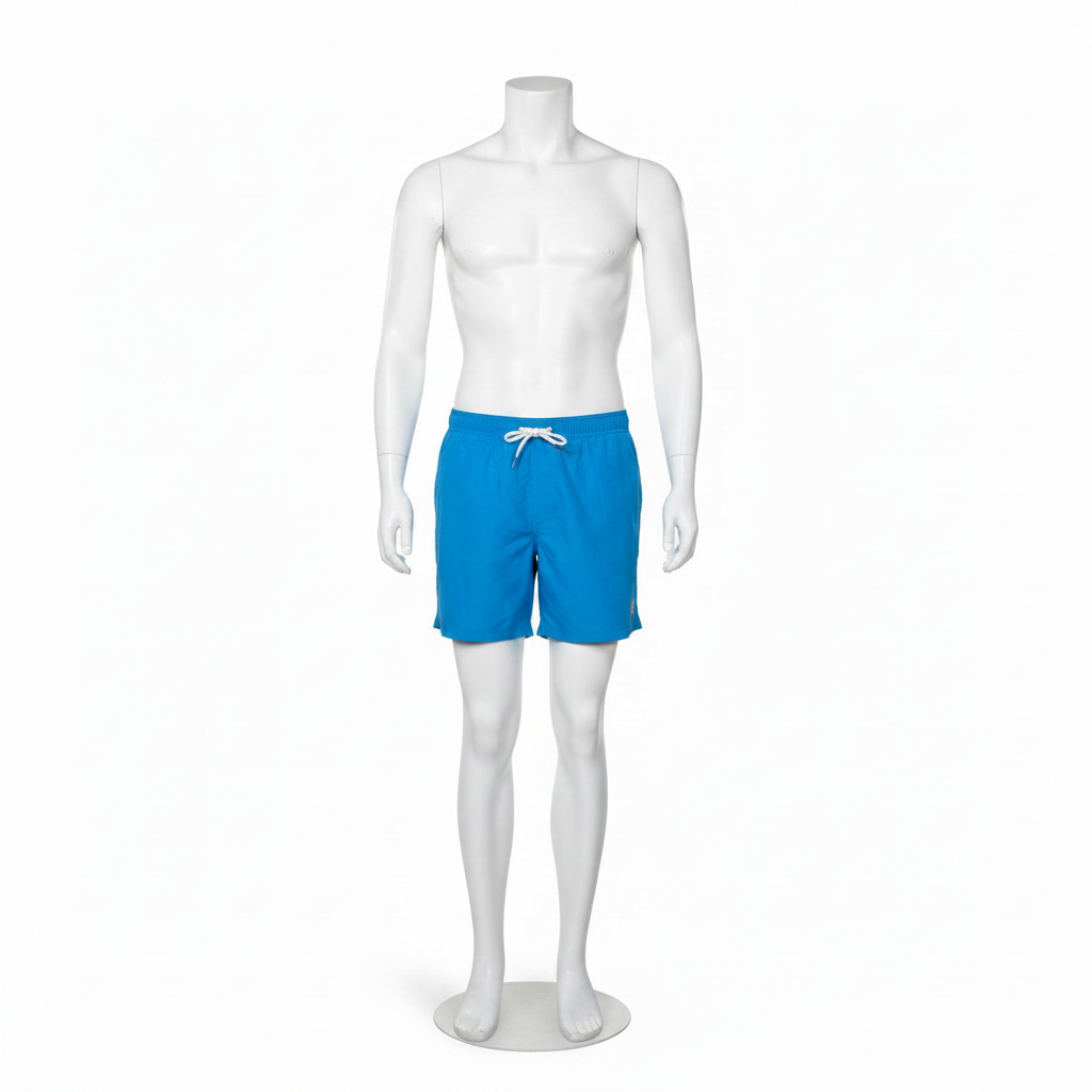3000 men's mannequin. White without head. Round metal base. H 170 cm. Model B - stands upright