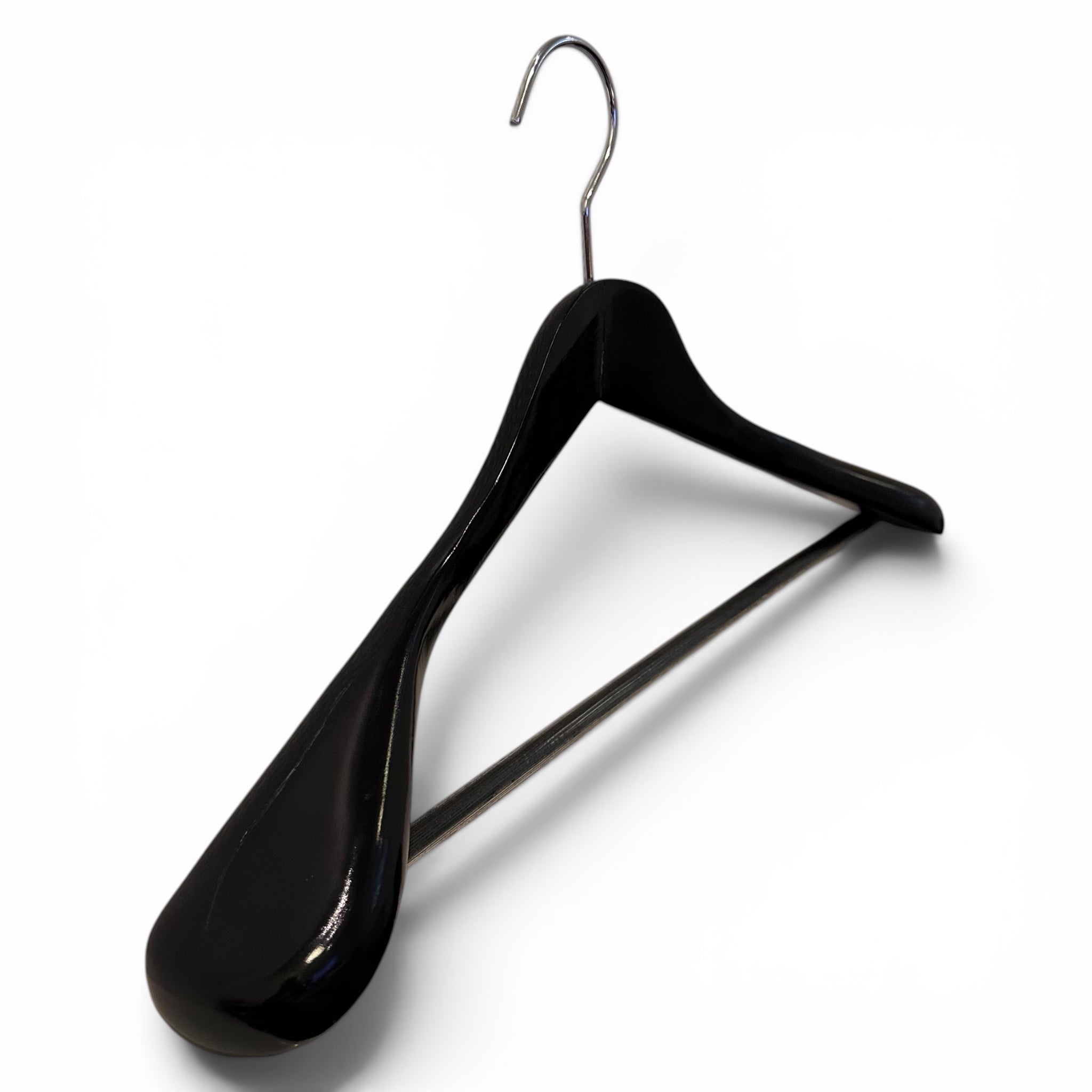 Wooden hanger, coat hanger, glossy black, 2nd quality