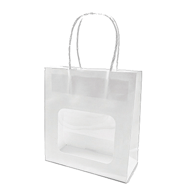 Paper bag with window, white, pack of 20 pcs., H 18.5 cm