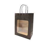 Papirpose. H 27,5 cm. M/ vindue. Gavepose - sort. 20 stk.