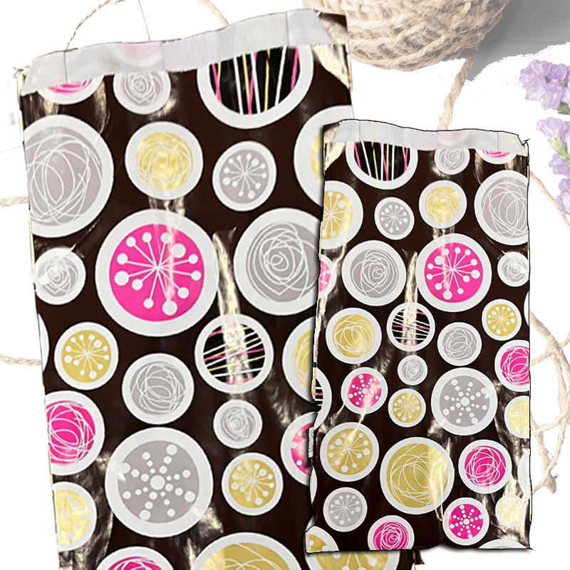 Brown gift bag with circles - 21 x 6 x H42. 250 per pack
