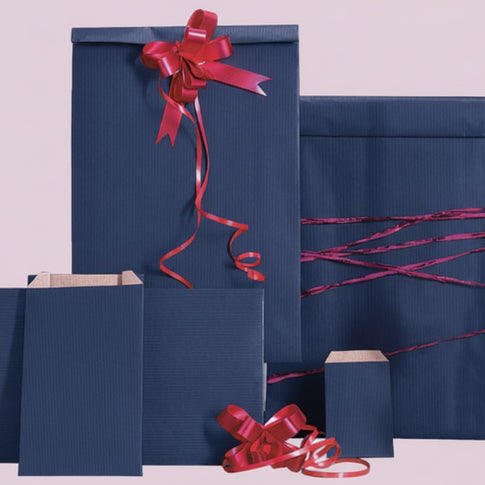 Gift bag, kraft paper, blue, pack of 250 pcs., 12 x 4 x H20 cm