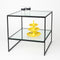 HAPPY! Folding table with clear glass panels. W74 x D74 x H82 cm.