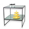 HAPPY! Folding table with frosted glass tops. W74 x D74 x H82 cm.