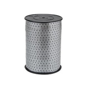 Gift ribbon. Silver with silver dots. 10 x 225 m.