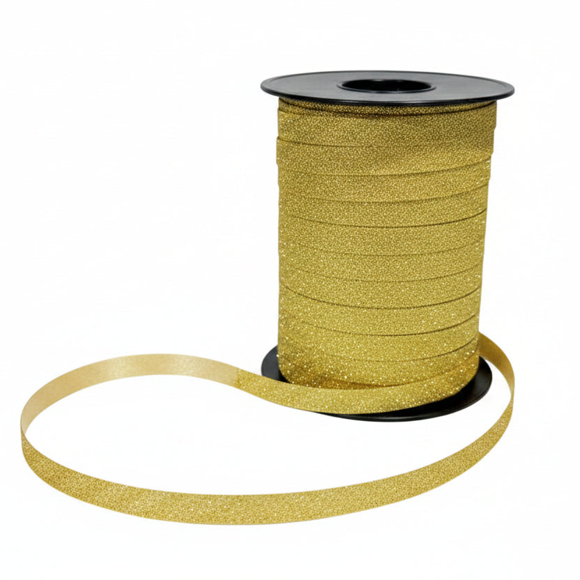 Gift ribbon - Gold glitter. 10 x 225 mtr.