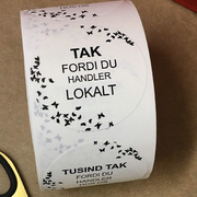 Round label, locally handled THANKS. 500 pcs.