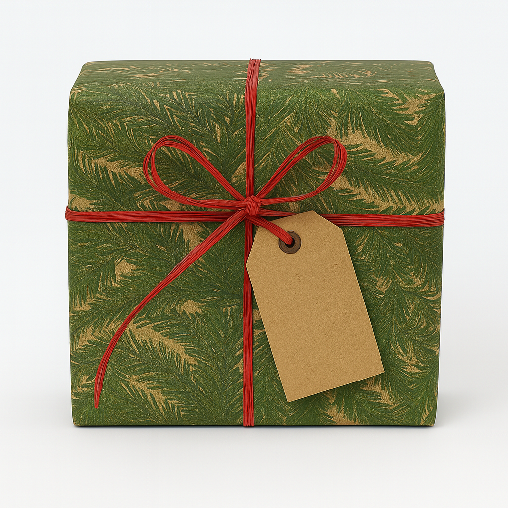 Christmas wrapping paper B 50 cm. Spruce print, kraft paper. 100 m