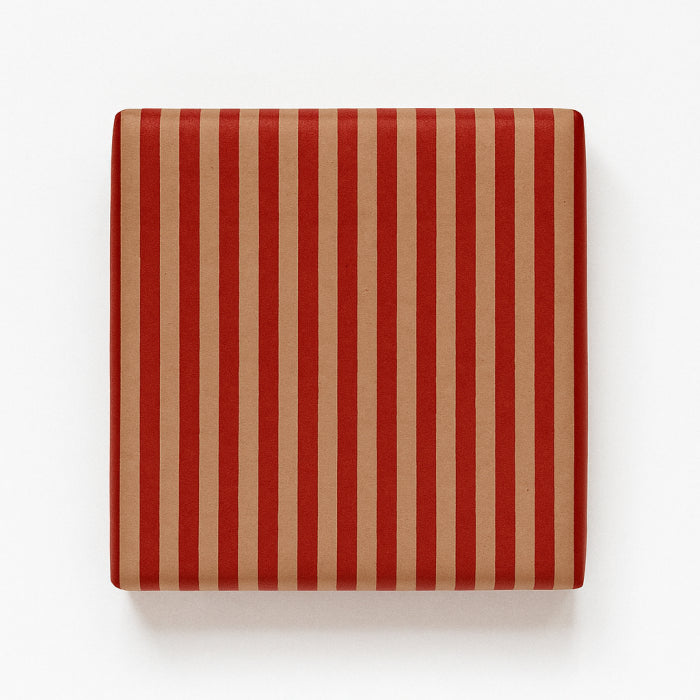 Gift wrap, natural with red stripes, Candy, brown kraft, 70 cm x 50 m *