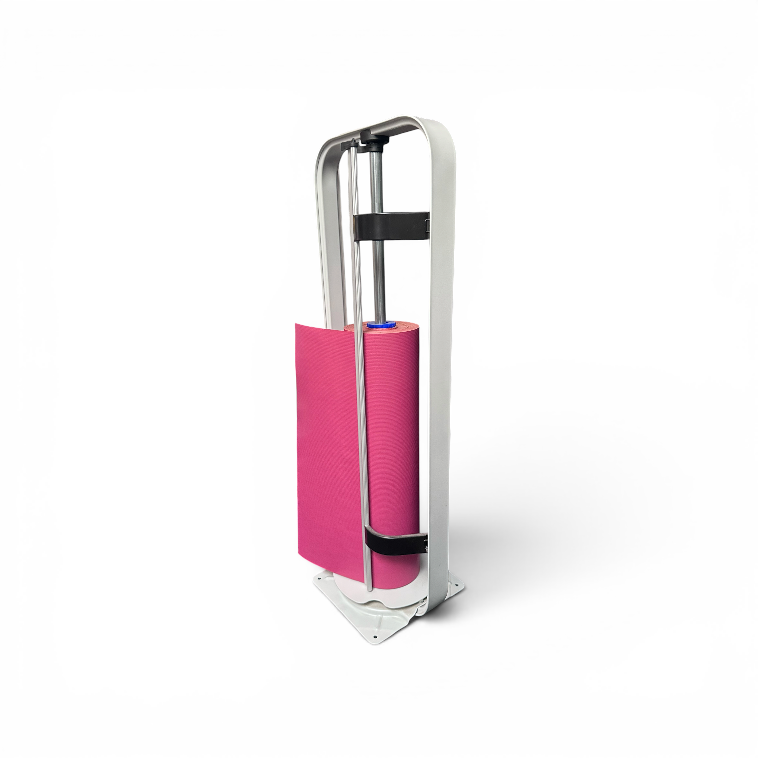Floor-standing vertical paper roll holder, fits 70 cm wrapping paper, aluminum finish
