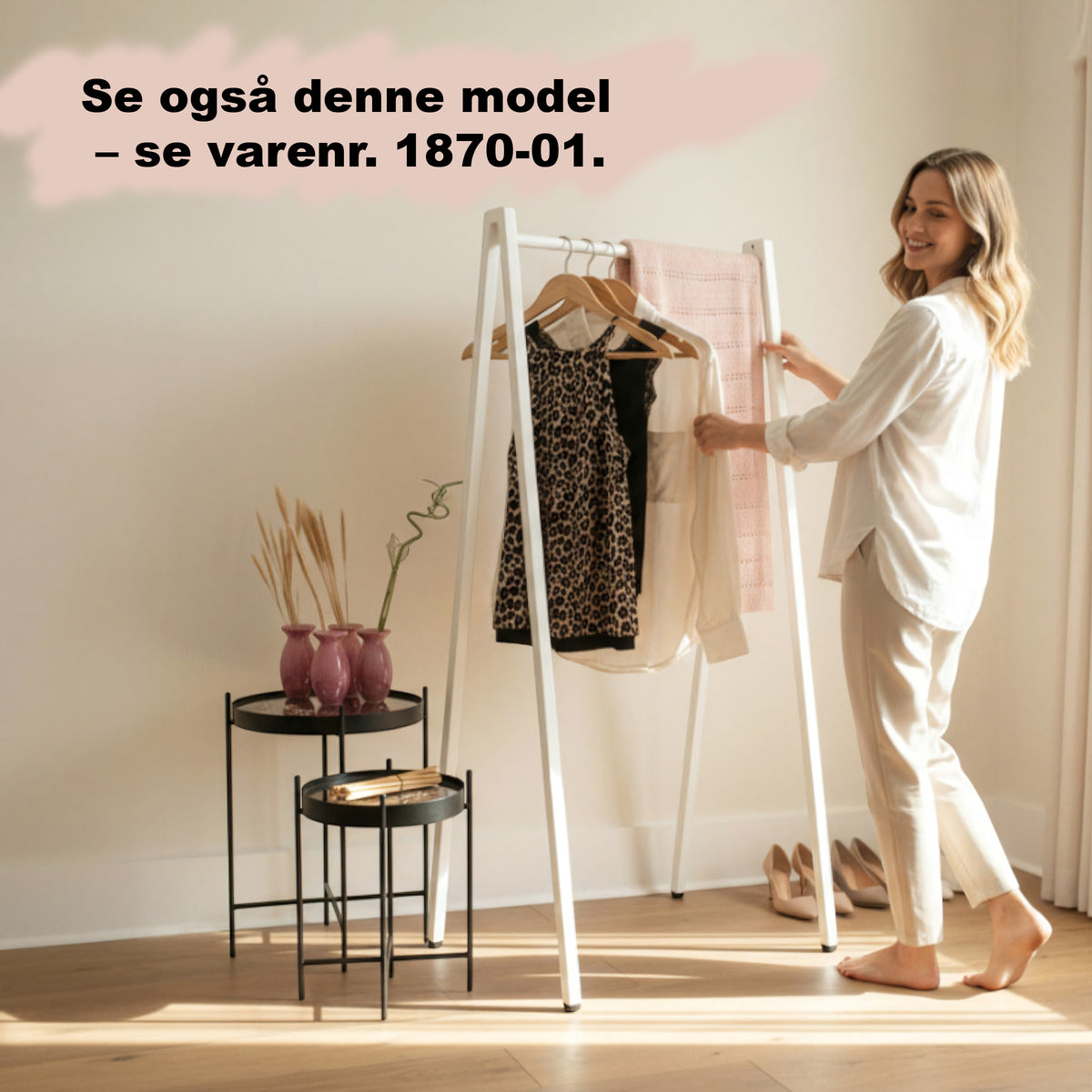Clothing rack, V-shaped, white, W100 x D50 x H142 cm