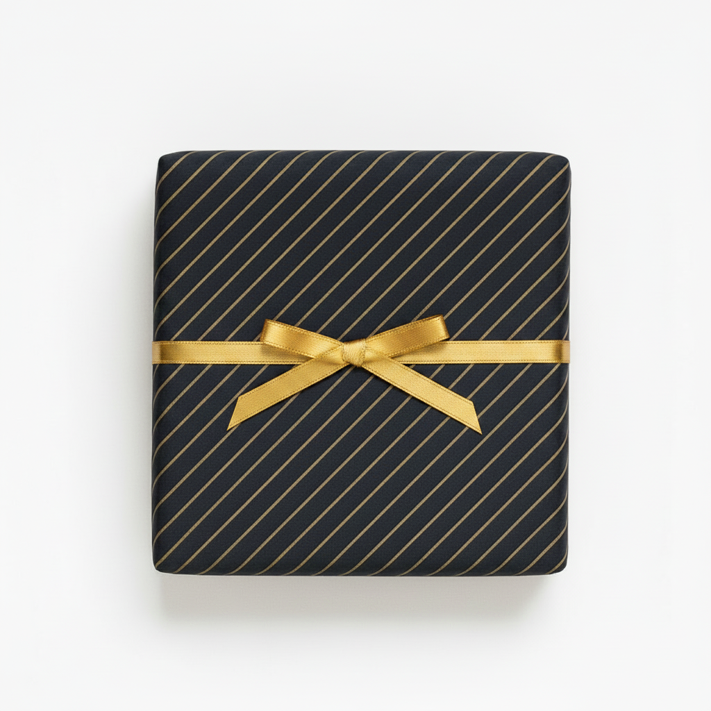Wrapping paper, black with gold stripes. W 70 cm x 50 m