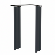 Fitting room, U-configuration (free), incl. black curtain, black curtain rod. 100 x 100 x 100 cm, free-hanging