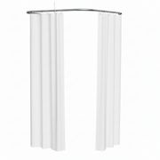 Fitting room, U-solution (free-standing), incl. white curtain, aluminum-colored curtain rod. 100 x 100 x 100 cm, free-hanging