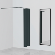 Fitting room, V-solution (corner solution), incl. black curtain, aluminum-colored curtain rod. 100 x 100 cm, free-hanging