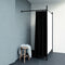 One-sided fitting room. Set with frame in black, includes 1 curtain in black, panel in white. W 100 x D 100 x H 210 cm.