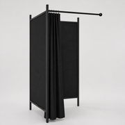 Flex, fitting room, 2 sides, black frame, incl. 1 black curtain, FABRIC-SIDES in black, 100 x 100 cm.