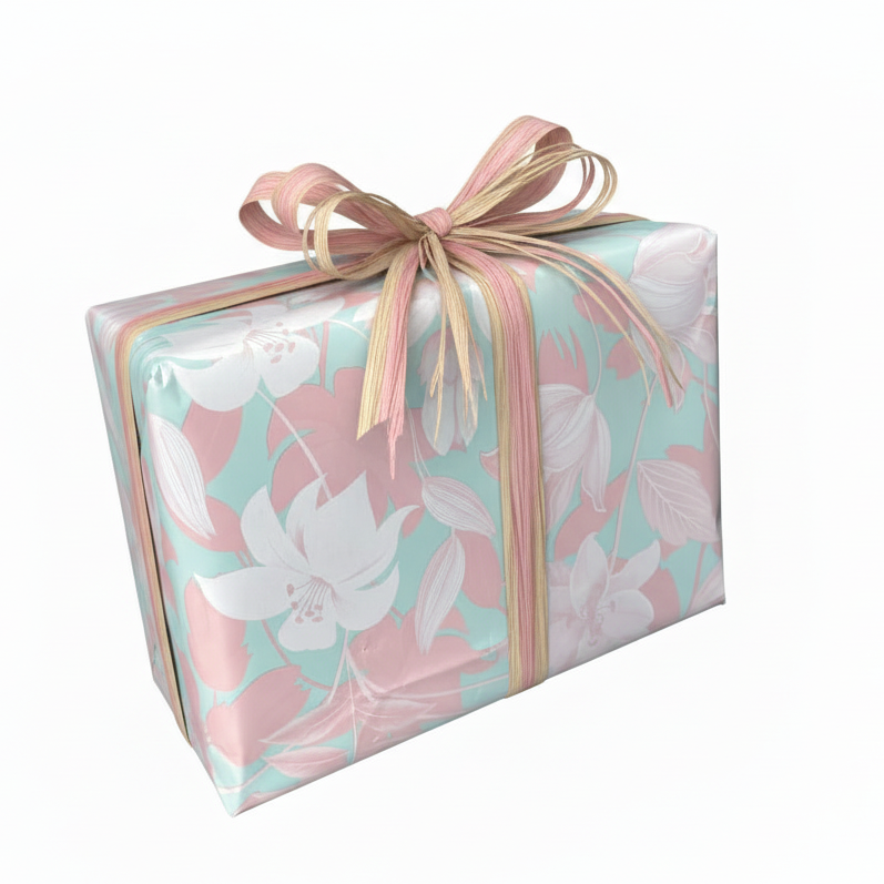 Gift wrap paper B 57 cm. Light tones, coated paper. 150 m.