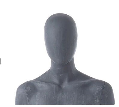 Female mannequin. Matte gray (raw finish) with faceless head. H184 cm. Metal base plate