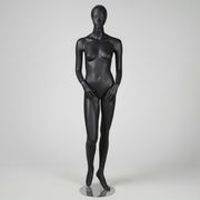 1400 female mannequin. Gray, matte with head, face and sculpted hair. H 178 cm. Hands in front