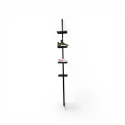 Shoe display – wall rail in black, H 240 cm with 5 shoe shelves