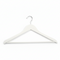Solid flat wooden hanger with bar, adult-sized, white, 12 mm thick, 45 cm