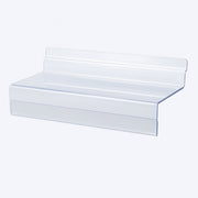 Shoe shelf for slatwall with data sheet, acrylic, 25 x 10 x H4 cm - Sold in packs of 10 pcs.
