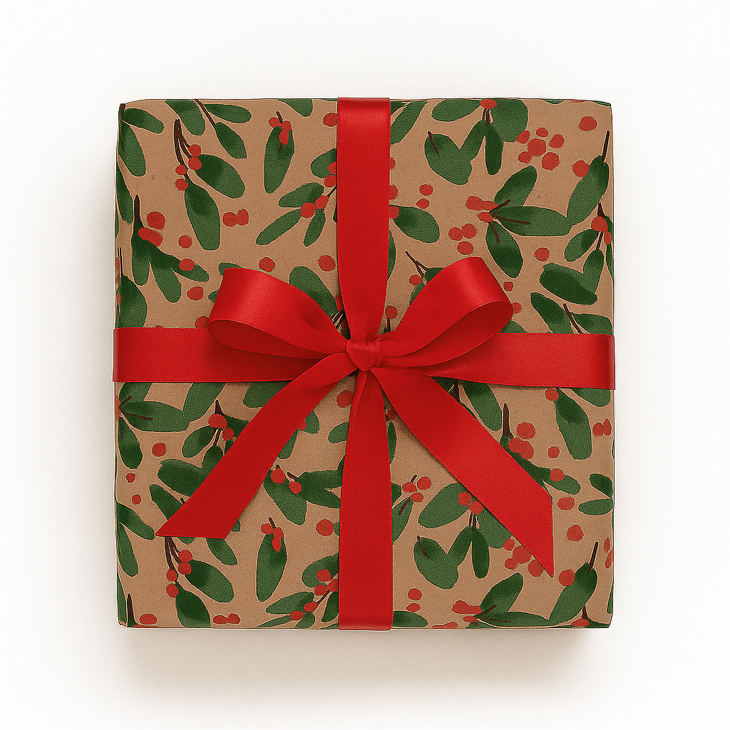 Christmas wrapping paper B 50 cm. Winter Berries, brown kraft paper. 50 m.