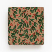 Christmas wrapping paper B 50 cm. Winter Berries, brown kraft paper. 50 m.