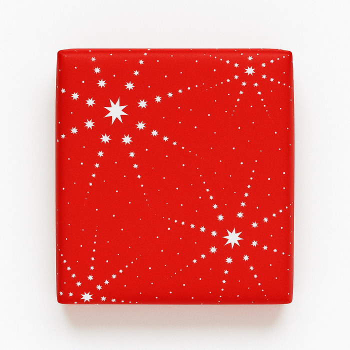 Wrapping paper, Christmas, red with white snowflakes, white coated, B50 cm x 50 m