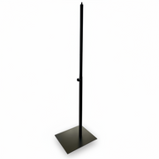 Metal base for torso or dress form. Square base 32 x 27 cm. Black metal. Includes screw for torso