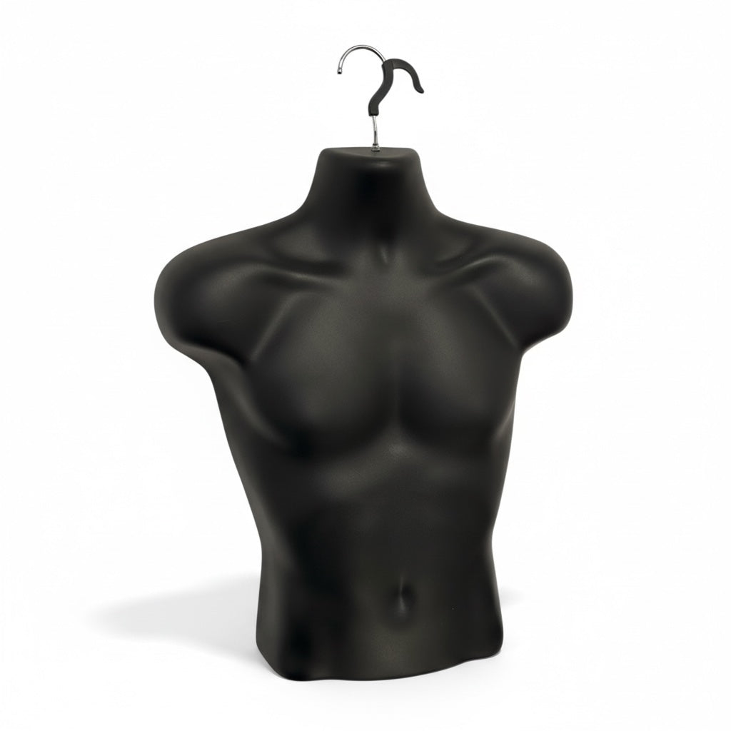 Hængetorso, men's, short, with front and hook, black, H70 cm