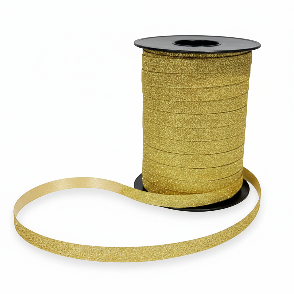 Gift ribbon - Gold glitter. 10 x 225 mtr.