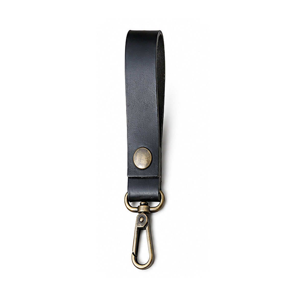 Leather strap with carabiner - black