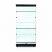 Display cabinet - Toscana II, floor display cabinet with lighting, black top and base, 90 x 46 x H184 cm.