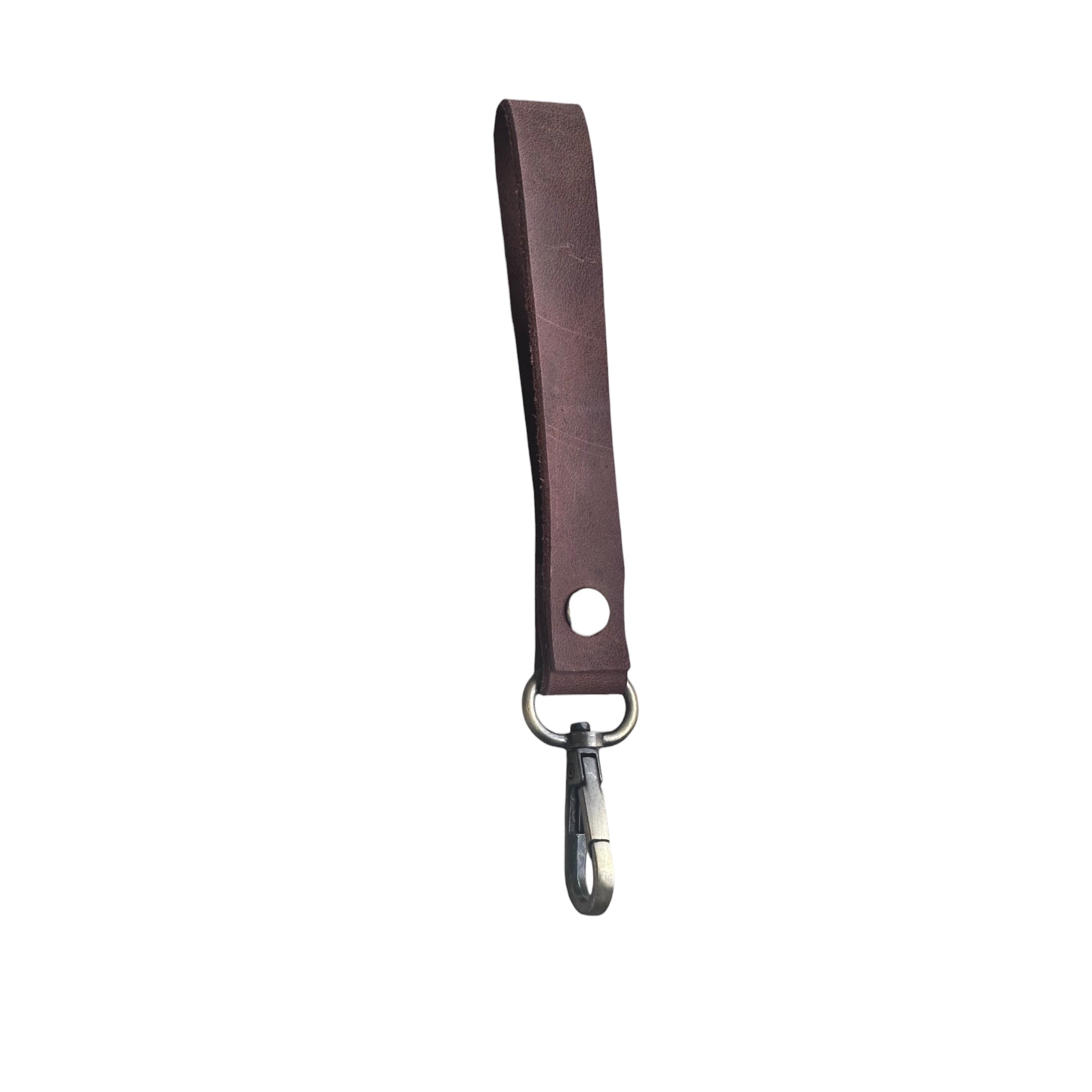 Leather strap, brown. Slim version. 1.6 x 17 cm. Jeans hook