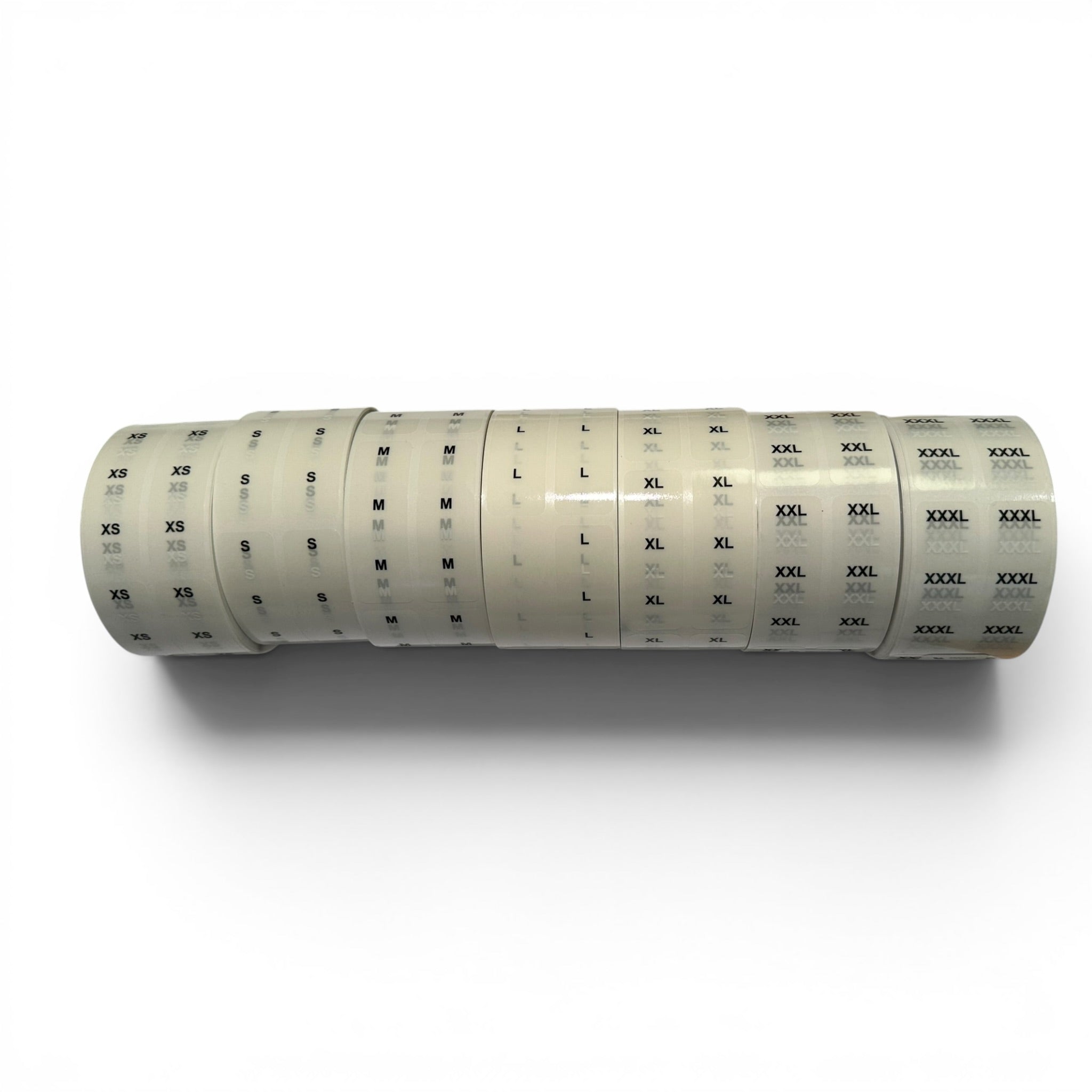 Size tags - Set with 5 rolls - All in one box. See all sample packs