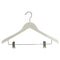 Wooden hanger, solid, flat, adult, with clips, white, 12 mm thick, 45 cm