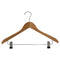 Wooden hanger, solid, flat, adult, with clips, natural, 12 mm thick, 45 cm