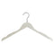 Wooden hanger, solid, flat, adult, with rubber and notch, without bar, white, 12 mm thick, 45 cm