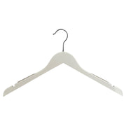 Wooden hanger, solid, flat, adult, with rubber and notch, without bar, white, 12 mm thick, 45 cm