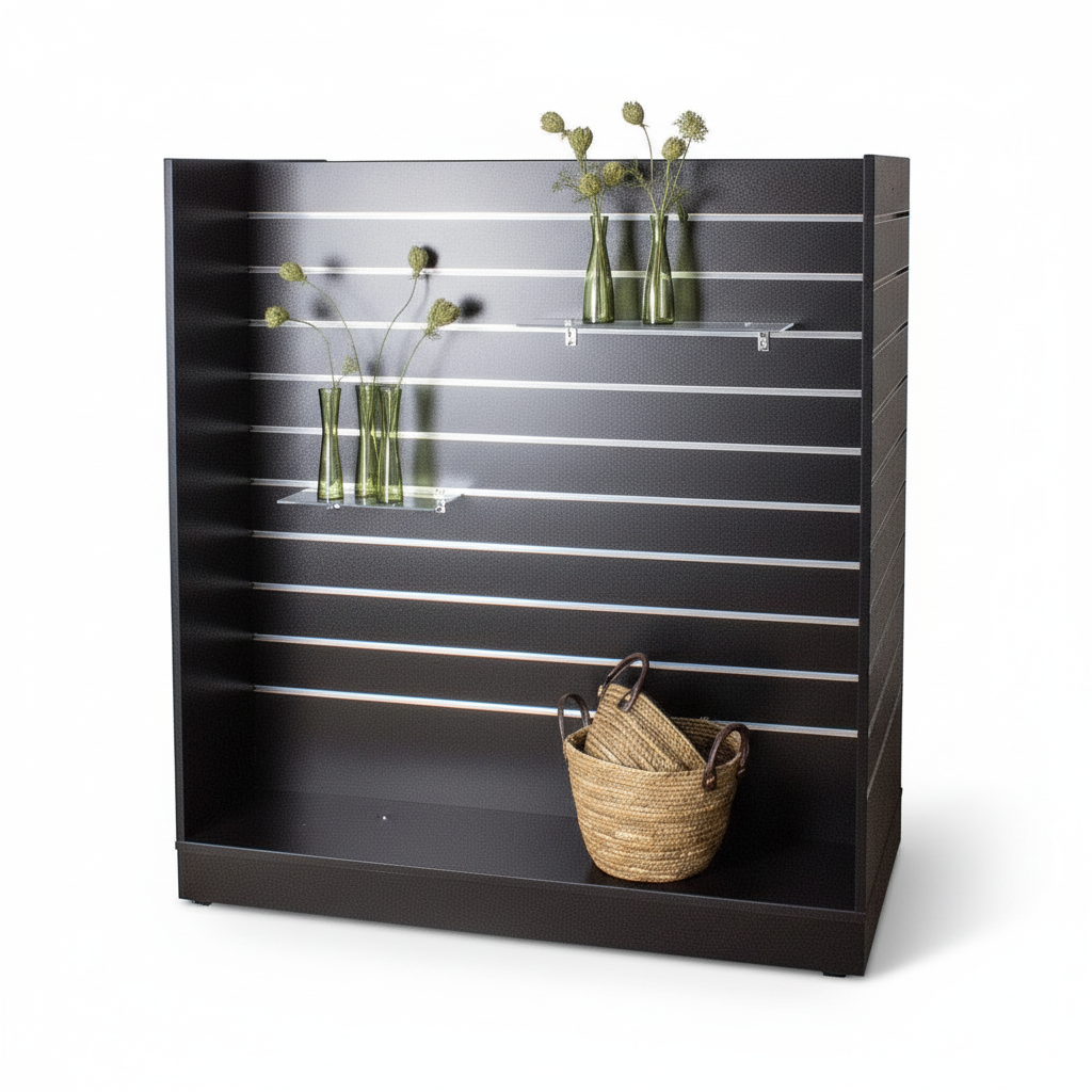 H-gondola, black, with 10 cm groove spacing, 124.6 x 60 x H132 cm incl. wheels